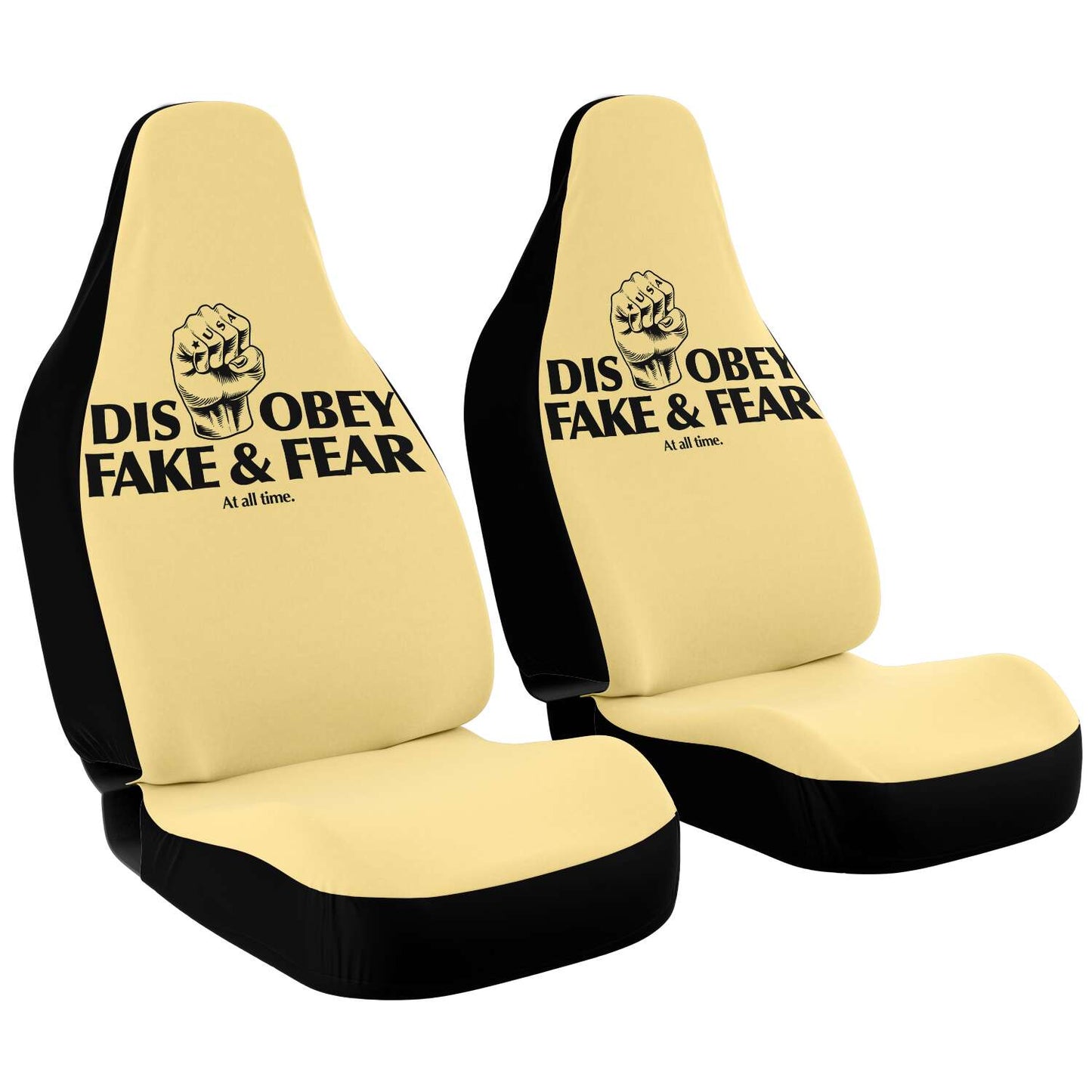 Disobey ✊🏻 Fake <br> & Fear At All Time <br> Seat Covers Cream