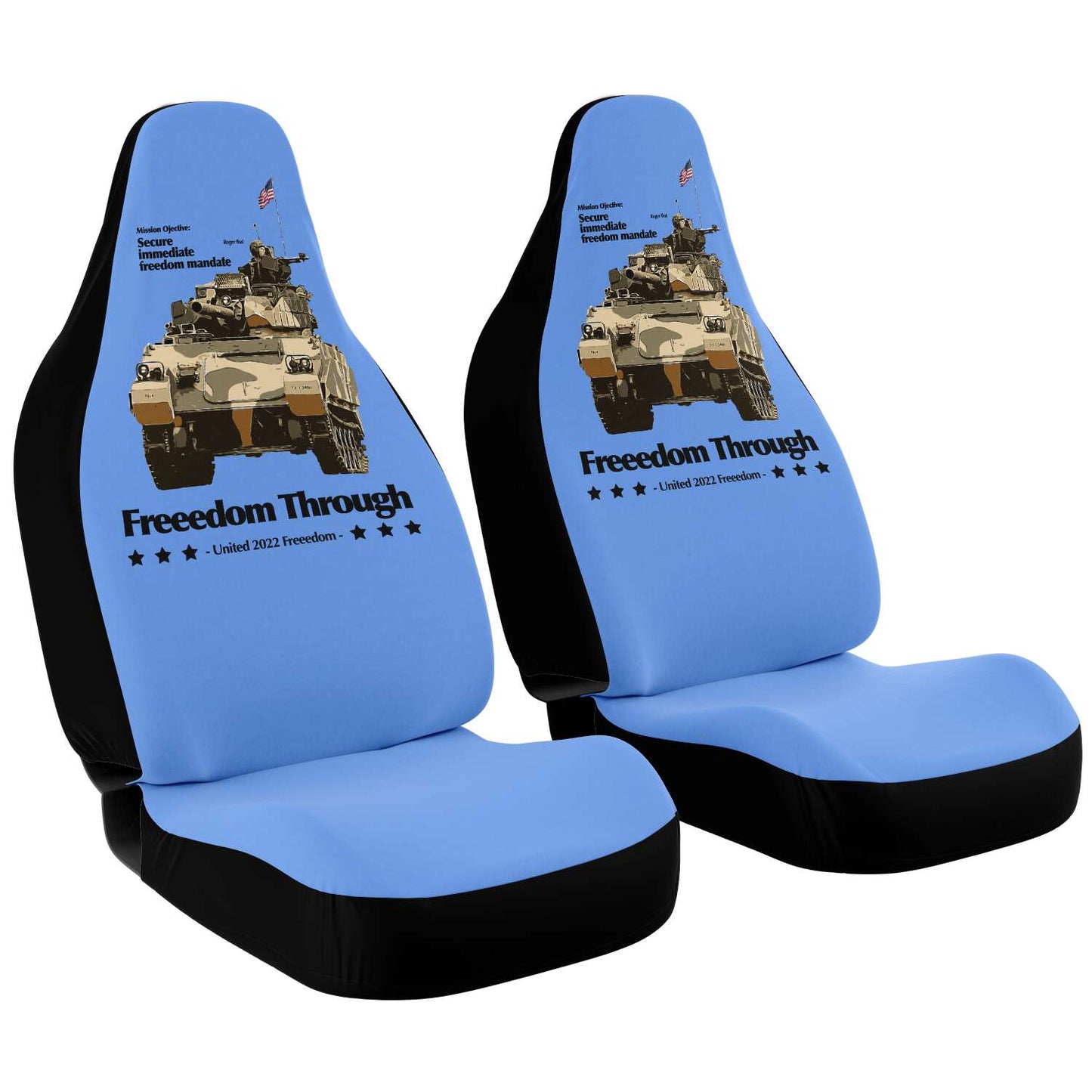 Freedom Through <br>Tank Mandate. Seat Covers <br>Royal Blue
