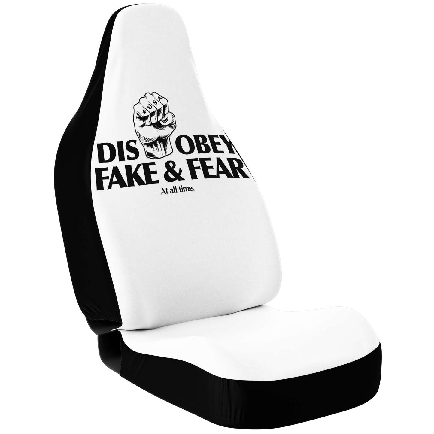 Disobey ✊🏻 Fake <br> & Fear At All Time <br> Seat Covers White